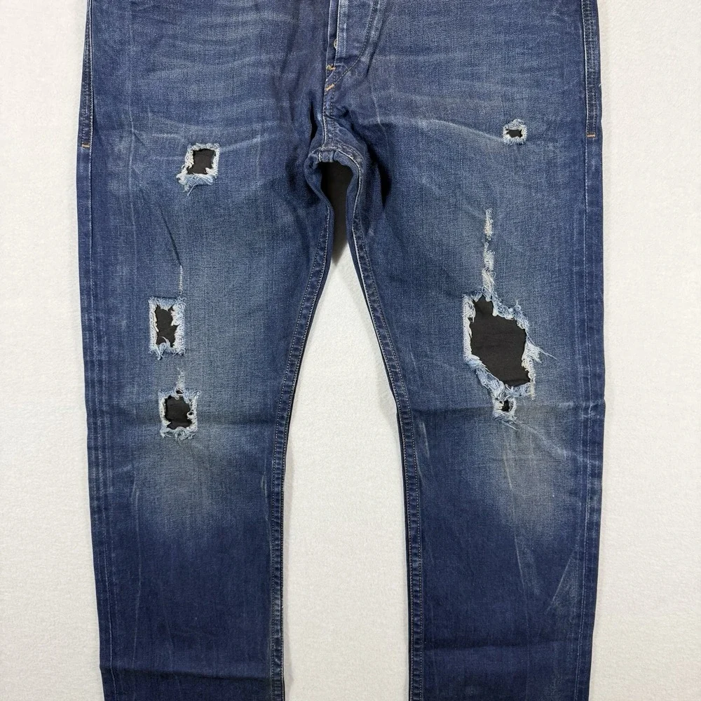Diesel Braddom Blue Eyecons 2011/2 Distressed Repaired Jeans Mens 31x34 Italy